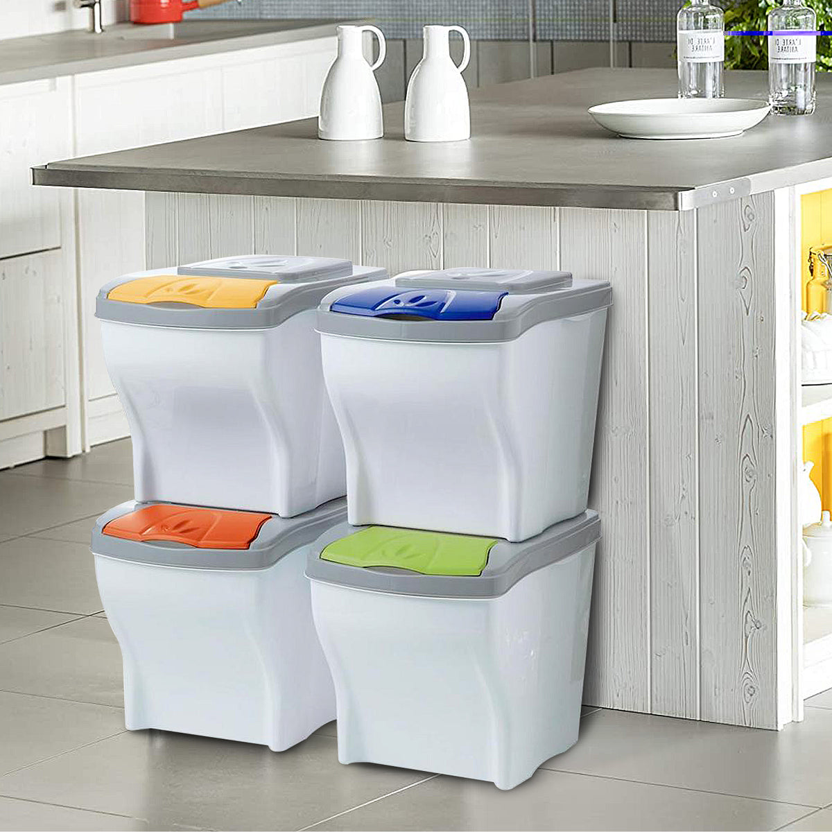 Set of 4 x 20 Litre Stackable Waste Recycling Bins