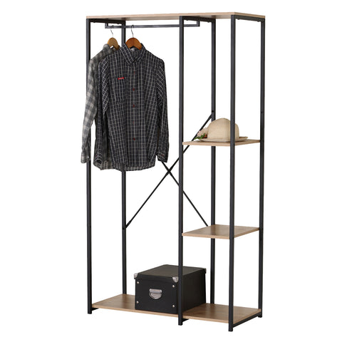 Double Wardrobe Clothes Rail with 3 Shelves