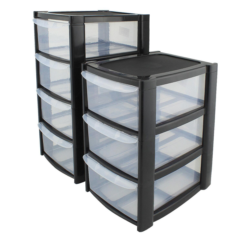 Black 3 or 4 Drawer Small Storage Tower Unit