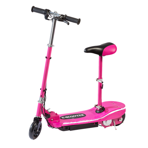 Kids Pink Electric Scooter With Seat & LED Lights