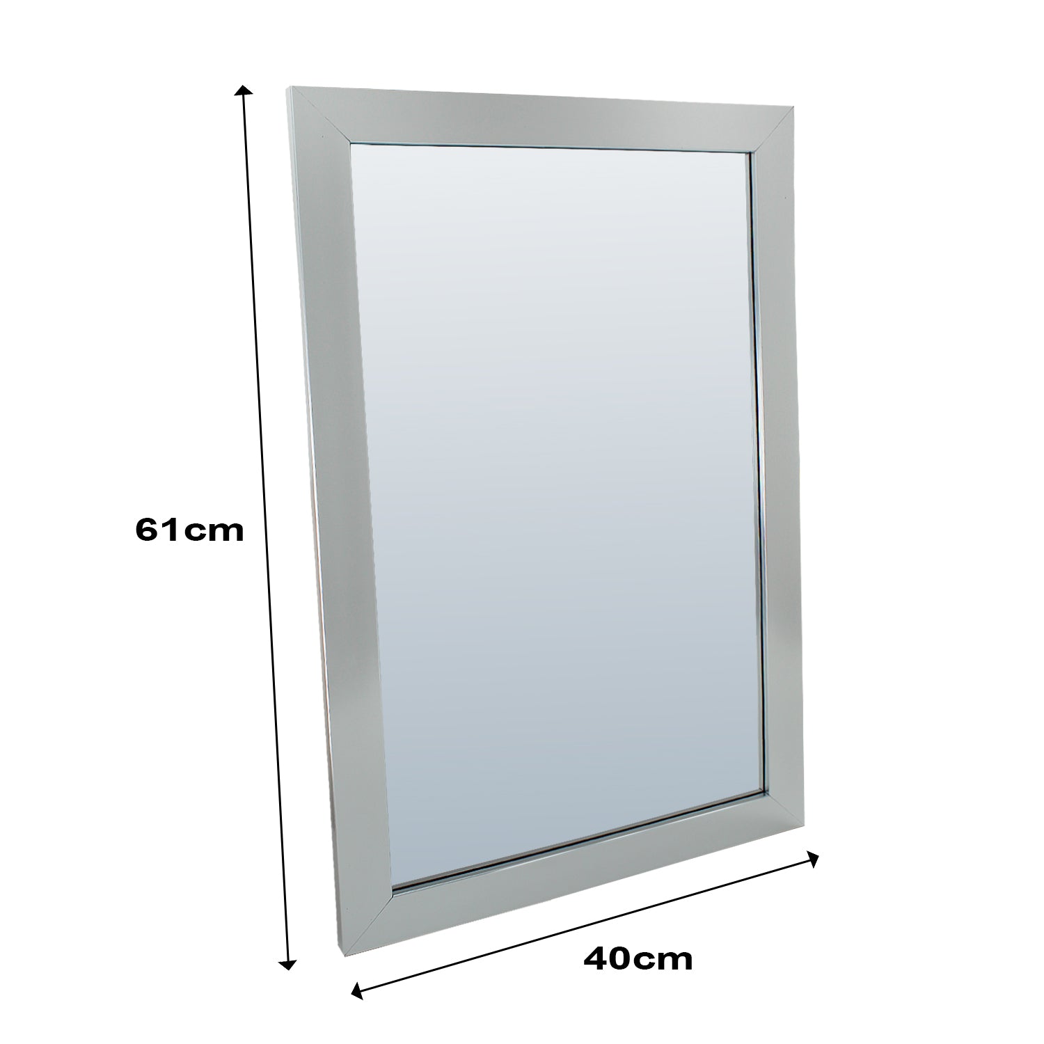 Silver Wall Mounted Framed Mirror - 40cm x 61cm