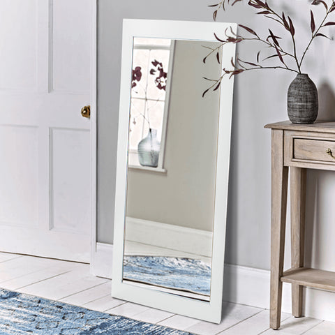 White Full Length Wall Mounted Framed Mirror - 100cm x 40cm