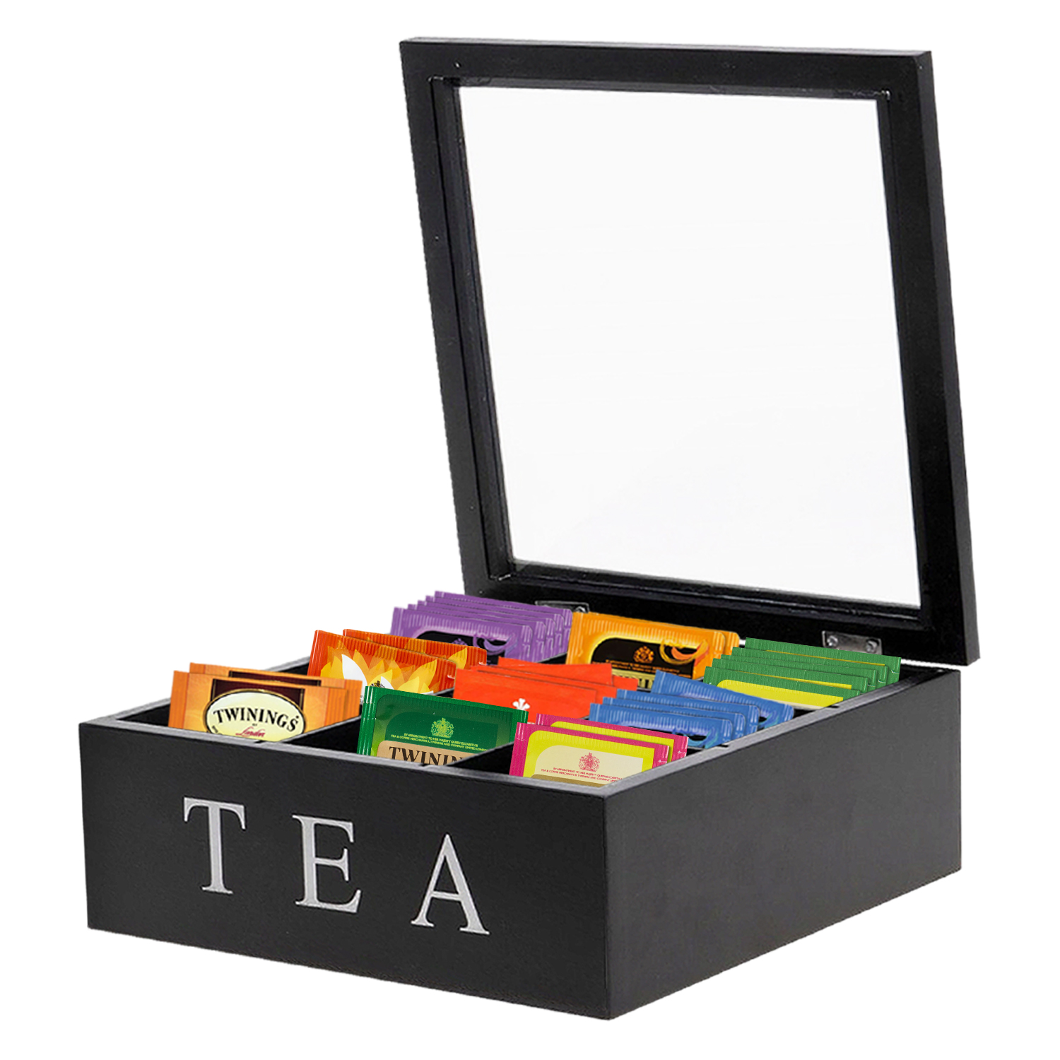 Twinings Deluxe Wooden Tea Box - 2 Compartment Filled