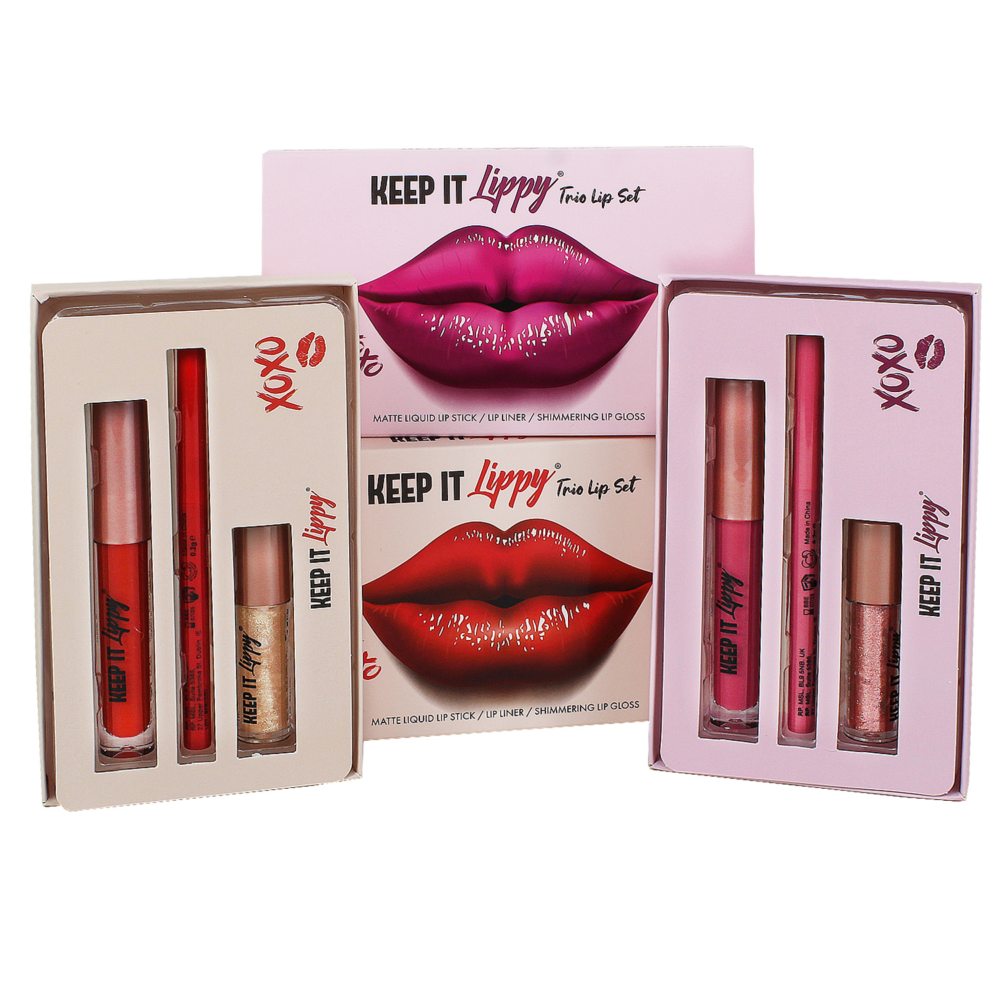 Skin Treats Keep It Lippy Trio Lip Kit Set - Red or Mauve - WeeklyDeals4Less